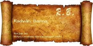 Radván Barna névjegykártya